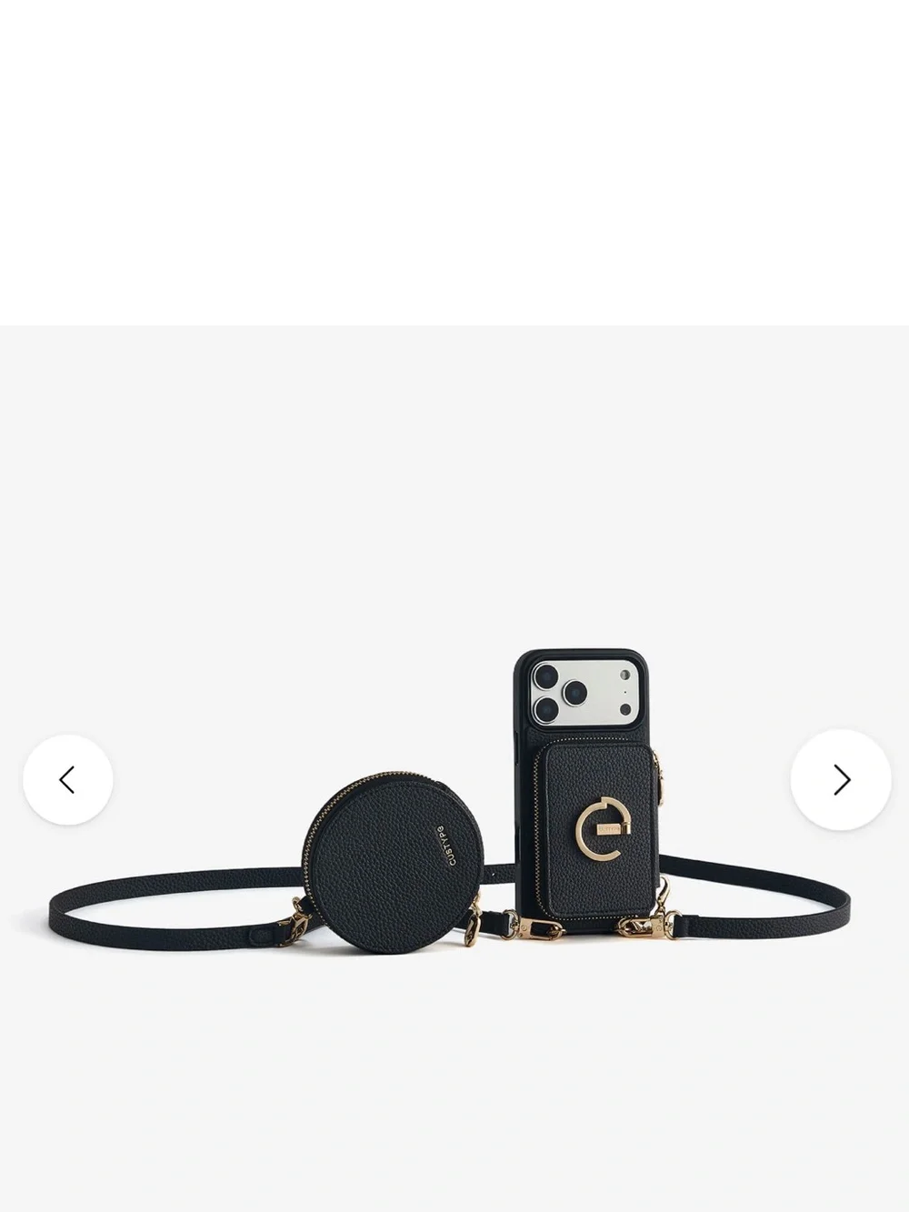 Custype black detachable Crossbody wallet, iPhone case